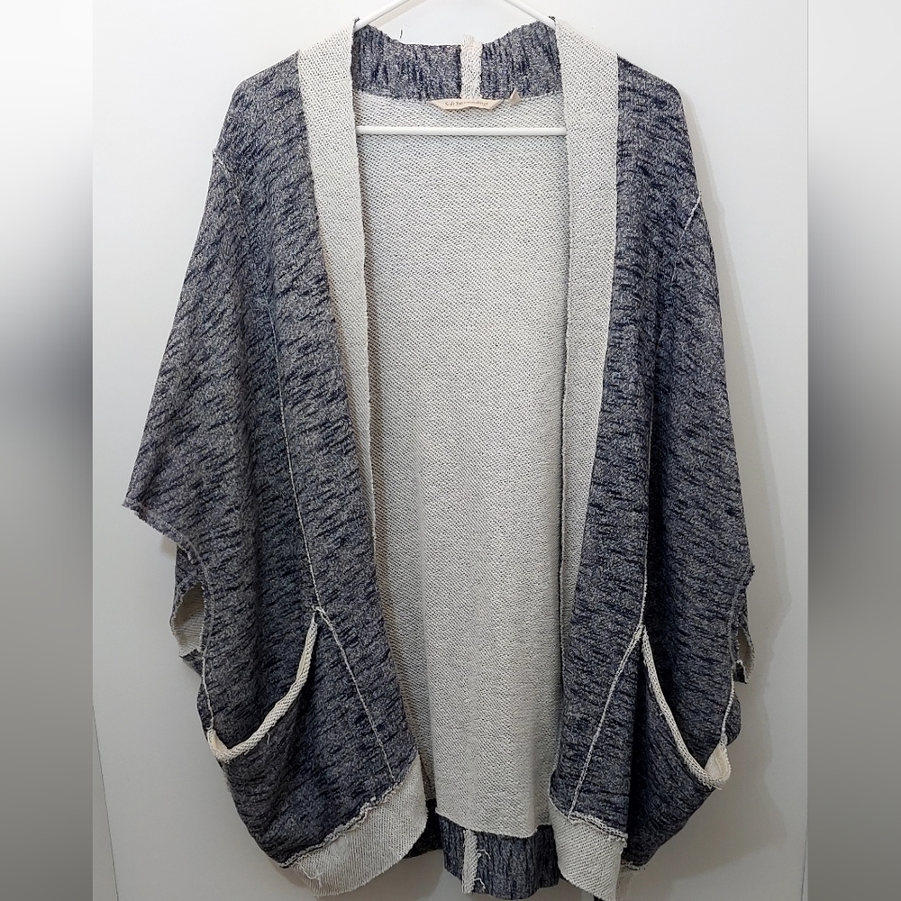 Soft Surroundings Women's Size Large Extra Cardigan Sweater Gray White Lagenlook - Picture 3 of 8